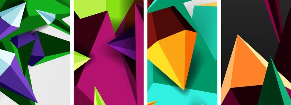 Triangle abstract concepts poster set with geometric minimal designs 스톡 일러스트