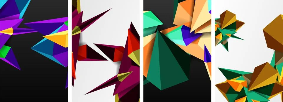Triangle abstract concepts poster set with geometric minimal designs 스톡 일러스트