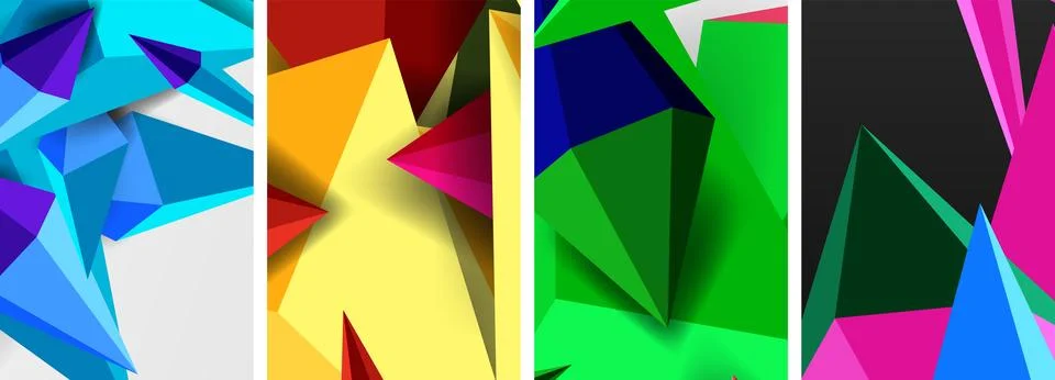 Triangle abstract concepts poster set with geometric minimal designs 스톡 일러스트