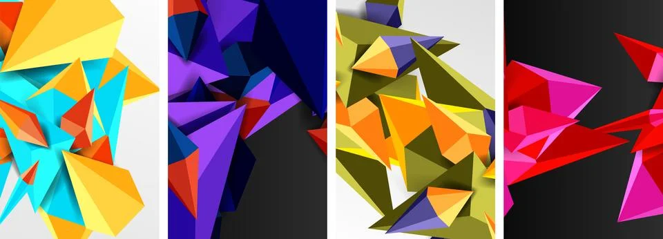 Triangle abstract concepts poster set with geometric minimal designs Stock Illustration
