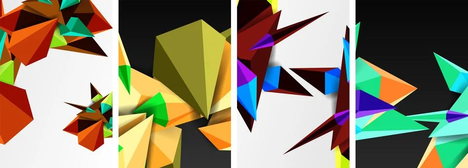 Triangle abstract concepts poster set with geometric minimal designs 스톡 일러스트