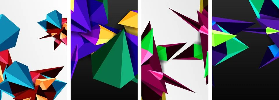 Triangle abstract concepts poster set with geometric minimal designs Stock Illustration