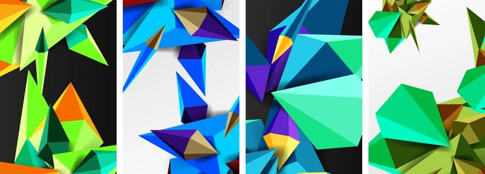 Triangle abstract concepts poster set with geometric minimal designs Stock Illustration