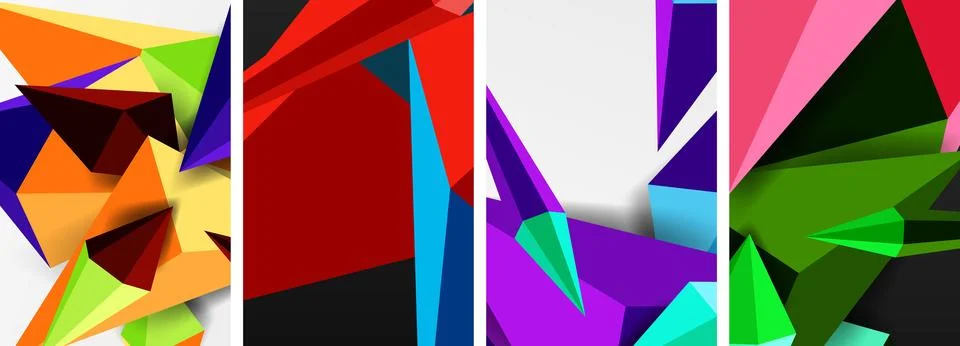 Triangle abstract concepts poster set with geometric minimal designs 스톡 일러스트