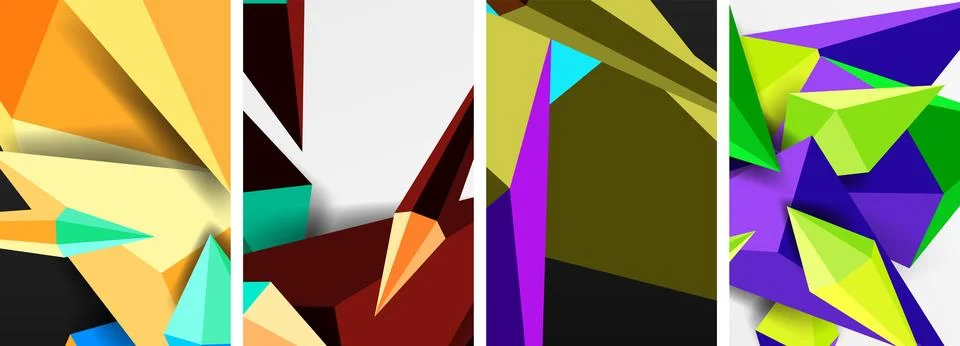 Triangle abstract concepts poster set with geometric minimal designs 스톡 일러스트