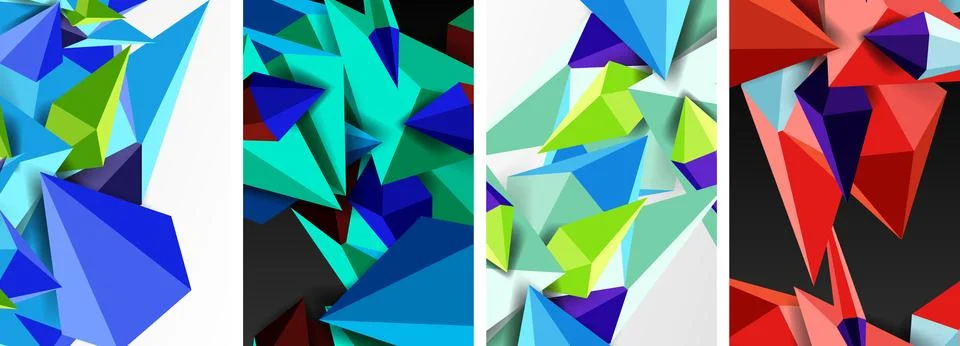 Triangle abstract concepts poster set with geometric minimal designs Stock Illustration