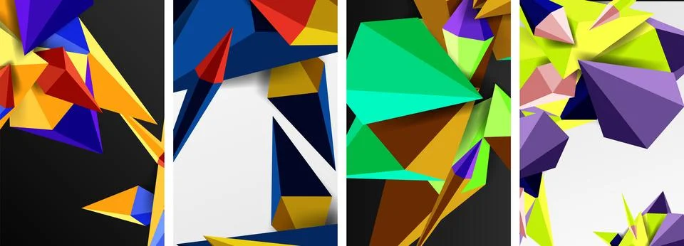 Triangle abstract concepts poster set with geometric minimal designs Stock Illustration