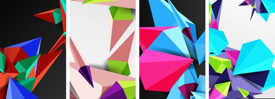 Triangle abstract concepts poster set with geometric minimal designs 스톡 일러스트