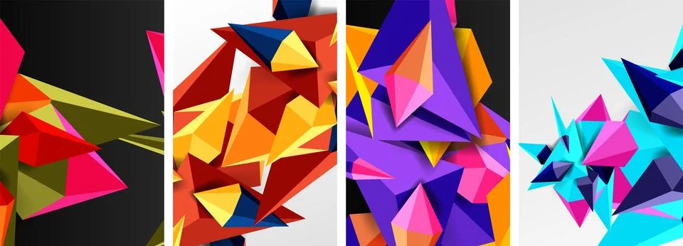 Triangle abstract concepts poster set with geometric minimal designs Illustrazione stock