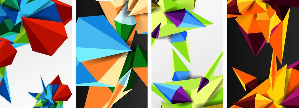 Triangle abstract concepts poster set with geometric minimal designs Stock Illustration