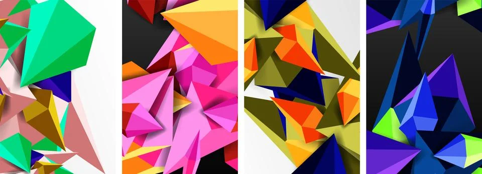 Triangle abstract concepts poster set with geometric minimal designs Stock Illustration