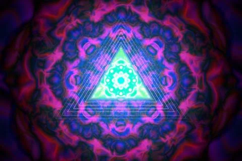 Triangle on abstract ornament. Vector illustration. Stock Illustration