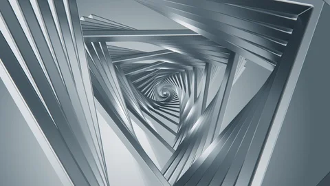 Triangle abstract technology tunnel. Seamless loop 3D render Stock Footage 122849916