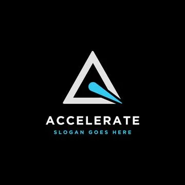Triangle accelerate logo icon vector template on black background Stock Illustration