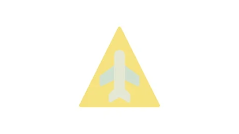 A triangle with an airplane icon positioned inside it, symbolizing flight. Stock Footage 333666440