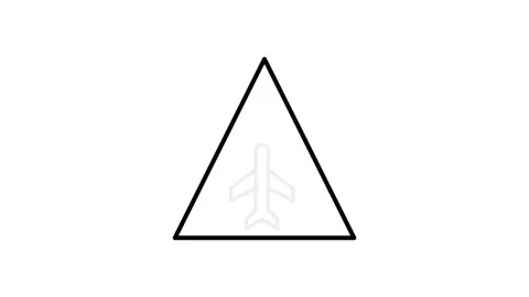 A triangle with an airplane icon positioned inside it, symbolizing flight. Stock Footage 333666502