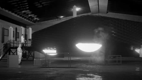 Triangle Alien Ship in Hangar Stock Footage 197023772