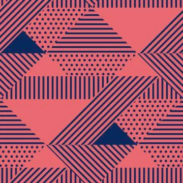 Triangle and dots geometric seamless pattern Illustrazione stock