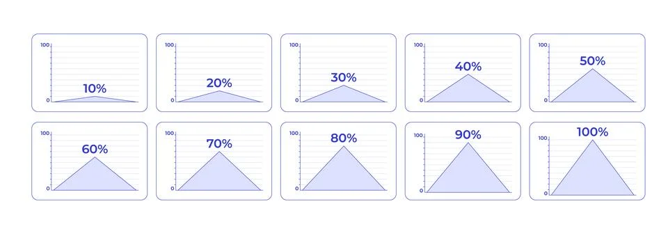 Triangle area charts progress line style dashboard element set イラスト素材