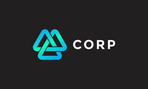 Triangle arrow logo vector minimalist design link network connection blue c.. Illustrazione stock