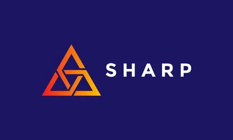 Triangle arrow logo vector minimalist design link network connection blue c.. Stock Illustration