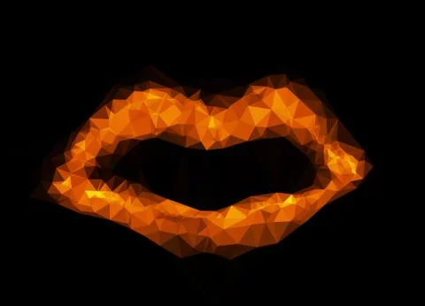 Triangle art lips vector lowpoly illustartion eps10 on black background Stock Illustration