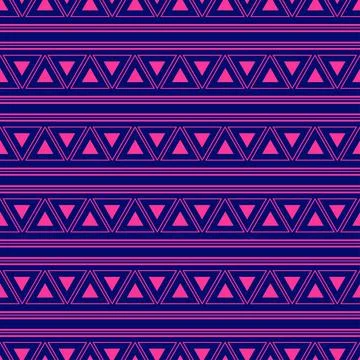 Triangle Aztec Blue Pink Neon Background Stock Illustration