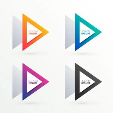 Triangle banners set in four colors Stock Illustration