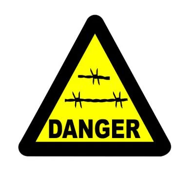 Triangle barbed wire warning sign Stock Illustration
