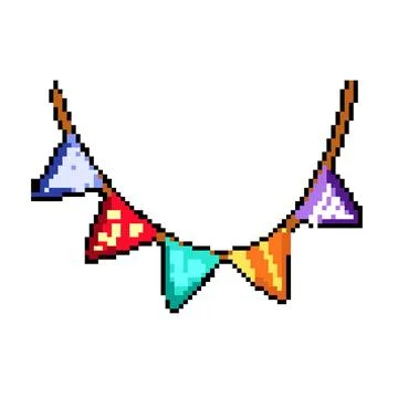 Triangle birthday flags pixel art vector illustration Illustrazione stock