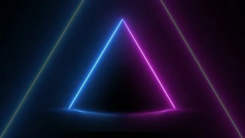 Triangle blue and pink neon lightning tunnel. Stock Footage 187570693