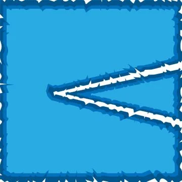 Triangle in the blue square. Zigzag sides of geometric shapes. Stock Illustration
