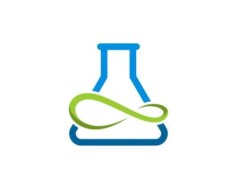 Triangle bottle laboratory with abstract infinity inside Illustrazione stock