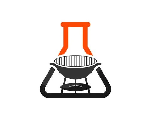 Triangle bottle laboratory with barbeque grill inside Stock-Illustration