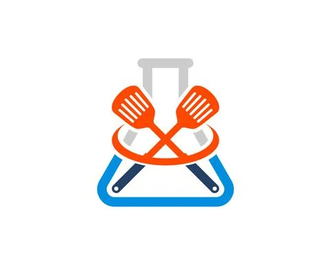 Triangle bottle laboratory with cross spatula inside Illustrazione stock