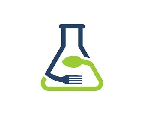 Triangle bottle laboratory with fork and spoon inside Stock-Illustration