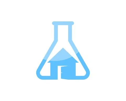 Triangle bottle laboratory with simple house inside Stock Illustration