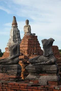 Triangle of Buddha's Statues at Temple Foto stock