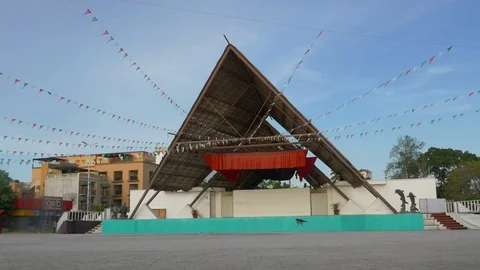 A triangle building in Cancun Stock Footage 96188100