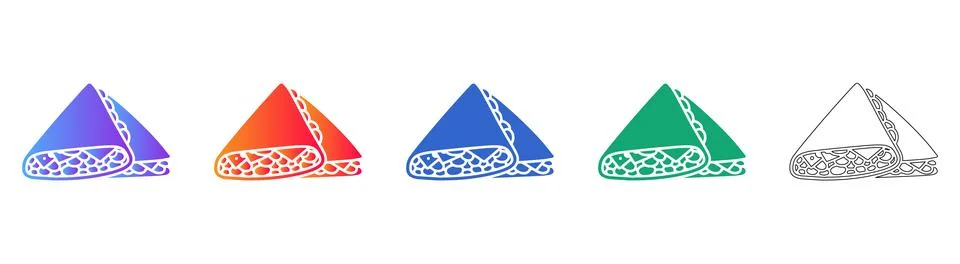 Triangle Burrito Wrap Vector Icon Set Illustration