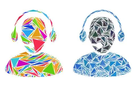 Triangle Call Center Worker Collage Icons 스톡 일러스트