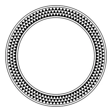 Triangle checkered pattern circle frame, serrated pattern border Stock Illustration