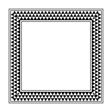 Triangle checkered pattern square frame, serrated pattern border Illustrazione stock