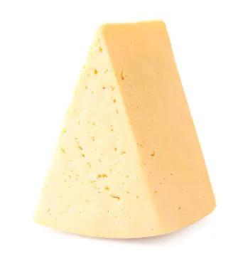 Triangle of cheese close-up on a white. Isolated Stock Photos