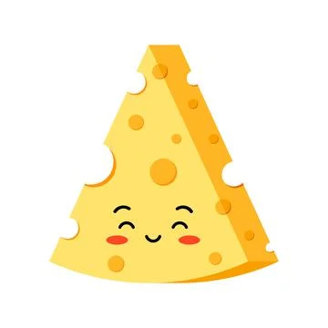 Triangle cheese with hole slice smiling emoji vector icon isolated on white Stock Illustration