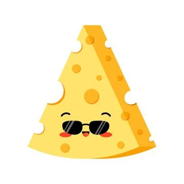 Triangle cheese with hole slice in sunglasses emoji vector icon isolated on Stock Illustration