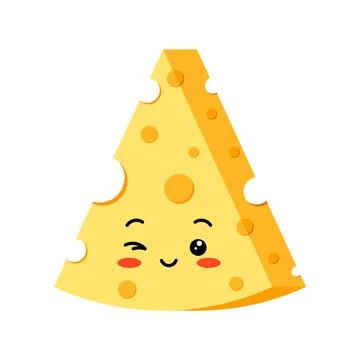 Triangle cheese with hole slice wink emoji vector icon isolated on white Ilustración de archivo