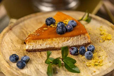 Triangle cheesecake slice Stock Photos