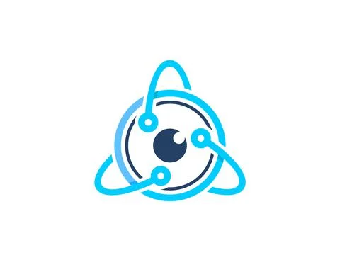 Triangle circuit tech with eye in the middle Stock Illustration