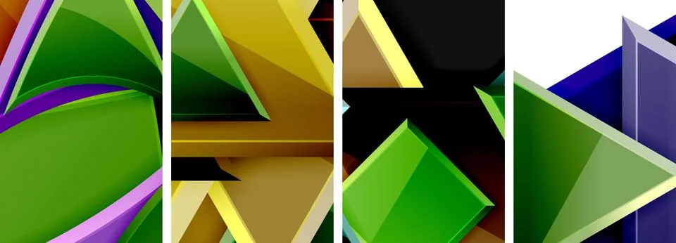 Triangle composition poster background set for wallpaper, business card, cover Stock Illustration